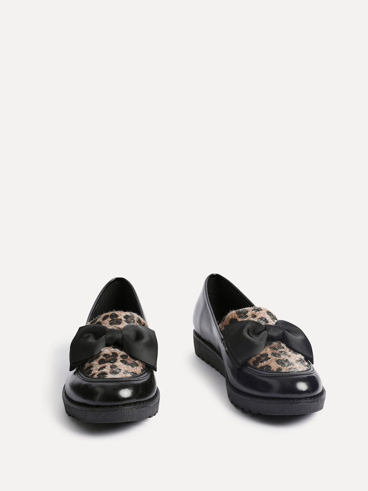 Linzi Leopard Cathy Platform Loafers with Large Bow - Image 3 of 5