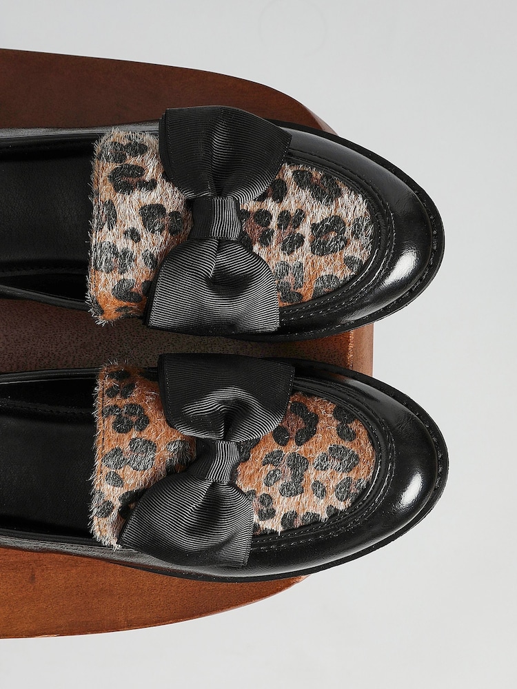 Linzi Leopard Cathy Platform Loafers with Large Bow - Image 6 of 6