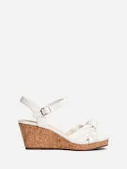 Linzi White Elyah Knotted Front Strap With Cork Wedges - Image 2 of 5
