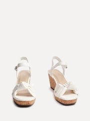 Linzi White Elyah Knotted Front Strap With Cork Wedges - Image 3 of 5