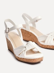 Linzi White Elyah Knotted Front Strap With Cork Wedges - Image 4 of 5
