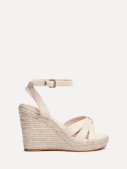 Linzi Nude Goddess Wedge Sandals With Knotted Front Straps - Image 3 of 6