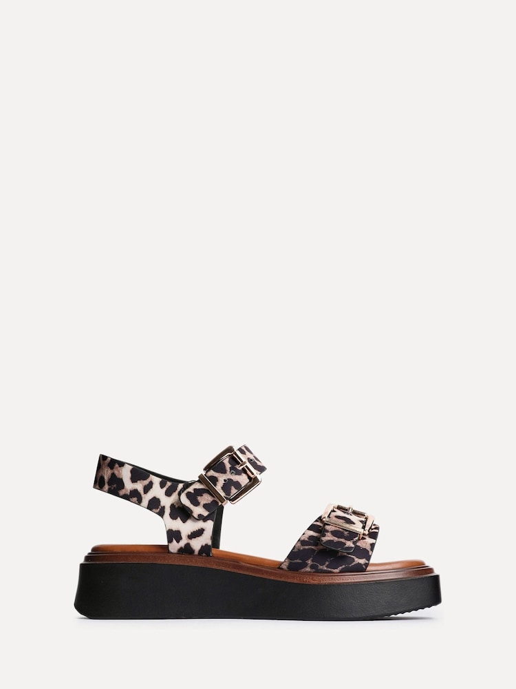 Linzi Leopard Archive Flatform Sandals With Buckle Straps - Image 2 of 5