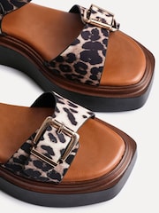 Linzi Leopard Archive Flatform Sandals With Buckle Straps - Image 5 of 5