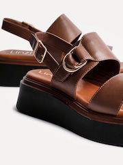 Linzi Brown Rox Double Strap Flatform Sandals With Buckle Detail - Image 2 of 5