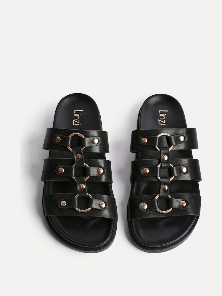 Linzi Black Marcia Studded Gladiator Slip On Sandals - Image 5 of 5
