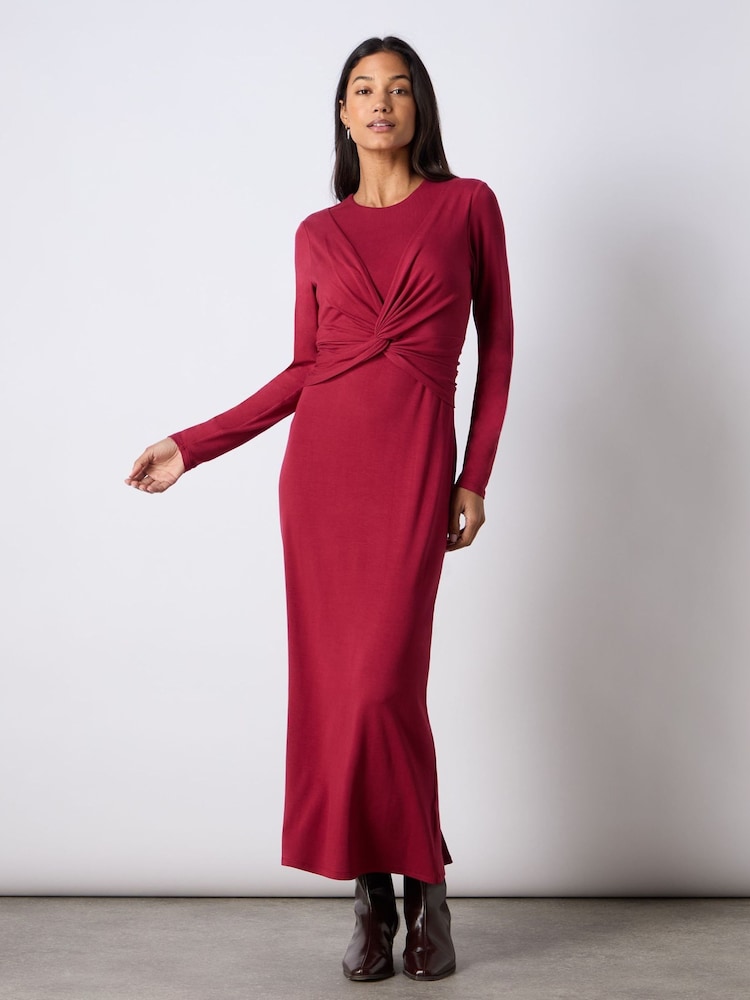 Ro&Zo Red Berry Jersey Twist Detail Dress - Image 1 of 4