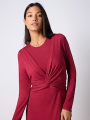 Ro&Zo Red Berry Jersey Twist Detail Dress - Image 2 of 4
