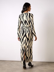 Ro&Zo Black Mono Abstract Print Jersey Twist Detail Dress - Image 2 of 4