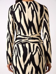 Ro&Zo Black Mono Abstract Print Jersey Twist Detail Dress - Image 4 of 4
