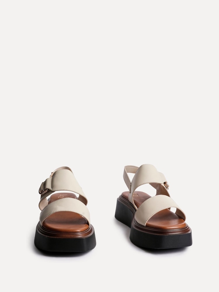 Linzi Cream Rox Double Strap Flatform Sandals With Buckle Detail - Image 3 of 6