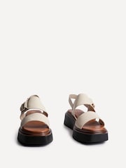 Linzi Cream Rox Double Strap Flatform Sandals With Buckle Detail - Image 6 of 7
