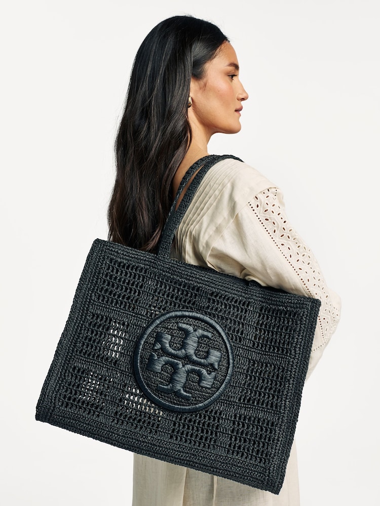 Tory Burch Black Large Ella Hand Crocheted Tote Bag - Image 2 of 6 Tory Burch Black Large Ella Hand Crocheted Tote Bag - Image 2 of 6