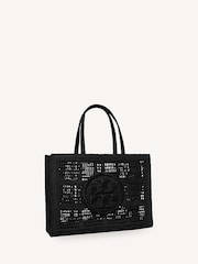 Tory Burch Black Large Ella Hand Crocheted Tote Bag - Image 4 of 6