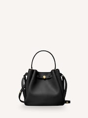 Tory Burch Black Romy Pebbled Bucket Bag - Image 1 of 6