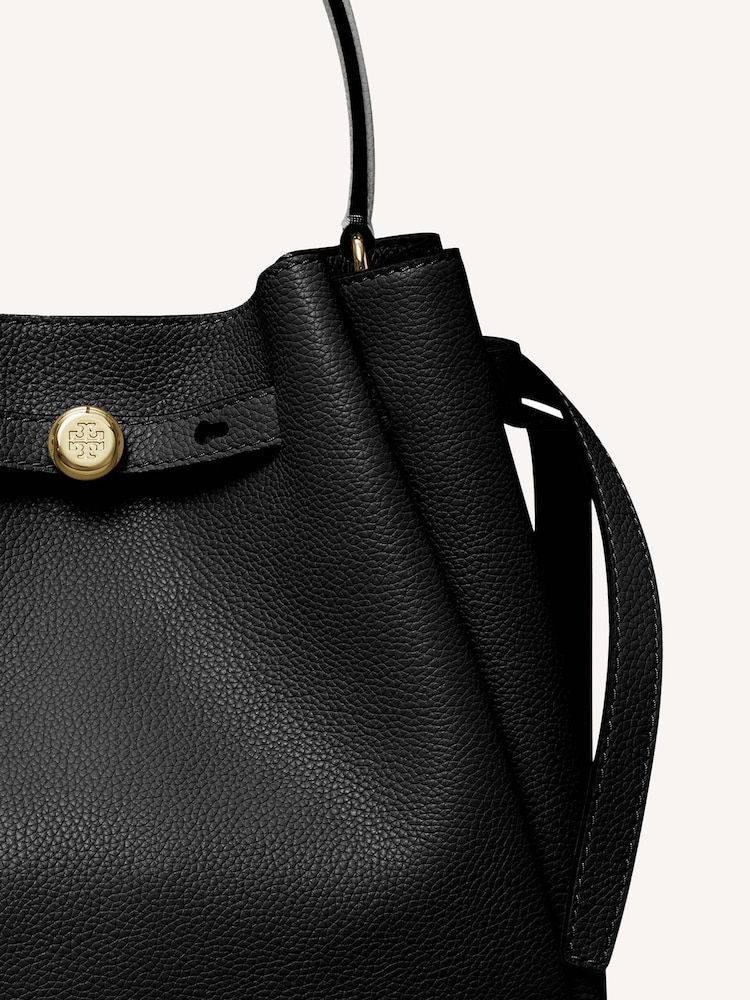 Tory Burch Black Romy Pebbled Bucket Bag - Image 6 of 6