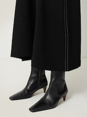 Jigsaw Black Leather Valerie Ankle Boots - Image 1 of 5