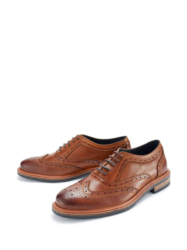Skopes Brown Cognac Chunky Brogue Shoes - Image 2 of 4