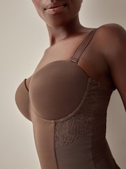 Chocolate Nude DD+ Firm Tummy Control Lightly Padded Lace Body - Image 5 of 6