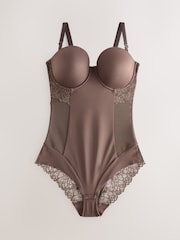 Chocolate Nude DD+ Firm Tummy Control Lightly Padded Lace Body - Image 7 of 9