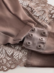 Chocolate Nude DD+ Firm Tummy Control Lightly Padded Lace Body - Image 8 of 9