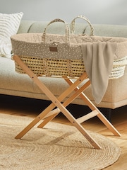 The Little Green Sheep Truffle Rice Natural Quilted Moses Basket And Mattress - Image 1 of 5