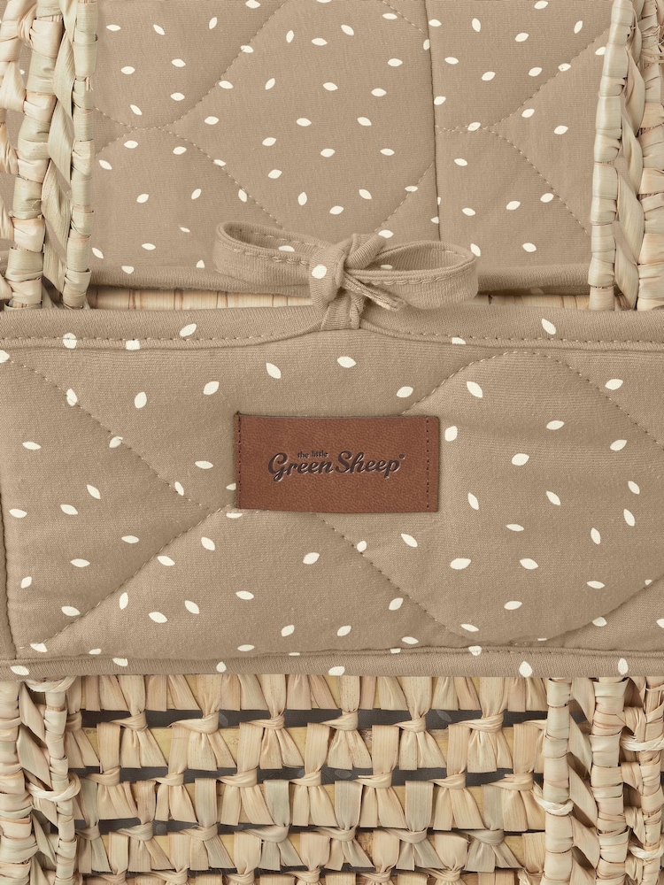 The Little Green Sheep Truffle Rice Natural Quilted Moses Basket And Mattress - Image 5 of 5