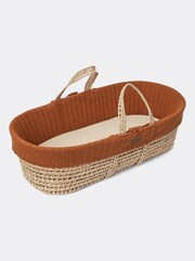 The Little Green Sheep Terracotta Knitted Moses Basket & Mattress - Image 5 of 5