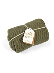 The Little Green Sheep Juniper Baby 100% Cotton Organic Knitted Cellular Blanket - Image 1 of 2