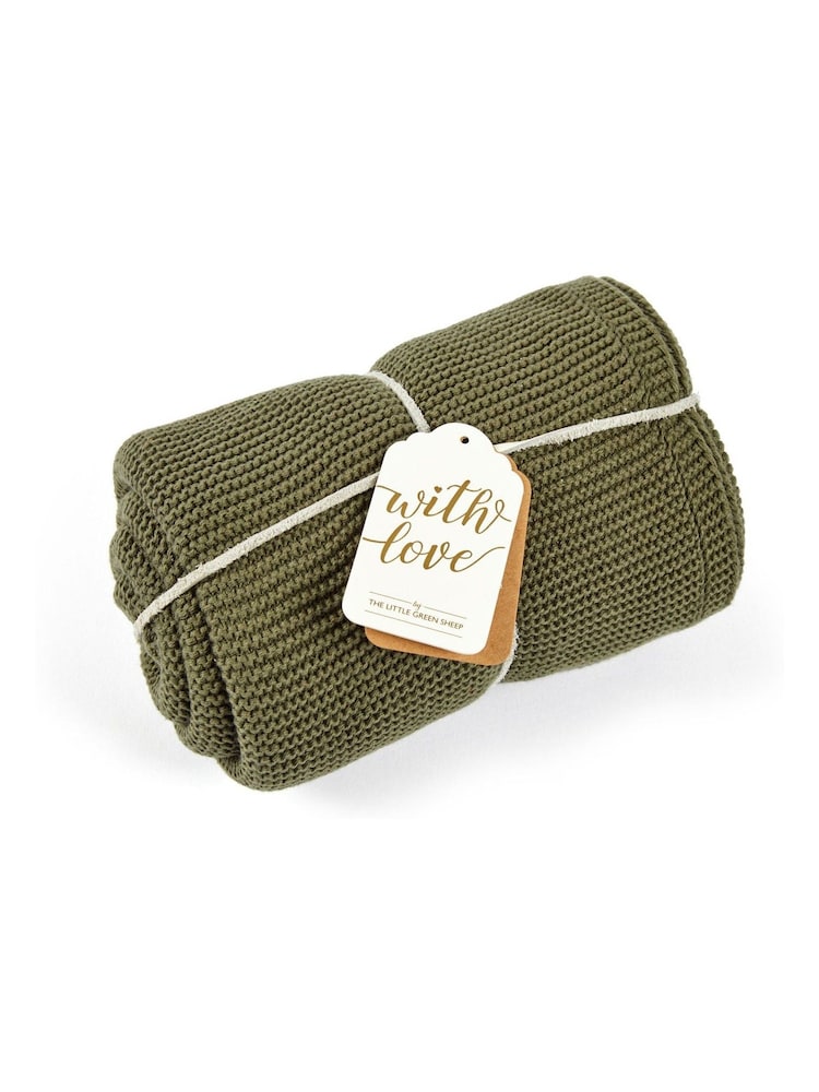 The Little Green Sheep Juniper Baby 100% Cotton Organic Knitted Cellular Blanket - Image 1 of 2