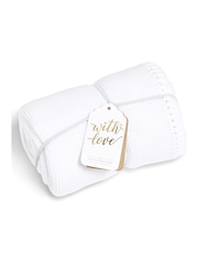 The Little Green Sheep White Baby 100% Cotton Organic Knitted Cellular Blanket - Image 1 of 4