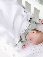 The Little Green Sheep White Baby 100% Cotton Organic Knitted Cellular Blanket - Image 4 of 4