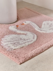 Pink Swan Print 100% Cotton Pedestal Mat - Image 2 of 3