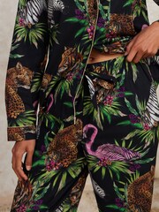 Chelsea Peers Black 100% Organic Cotton Wild Nights Print Long Pyjamas Set - Image 5 of 5