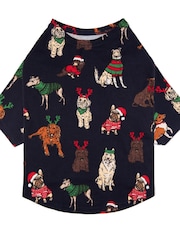 Chelsea Peers Blue Pet 12 Dogs of Christmas Print Pyjama T-Shirt - Image 2 of 4