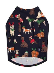 Chelsea Peers Blue Pet 12 Dogs of Christmas Print Pyjama T-Shirt - Image 3 of 4