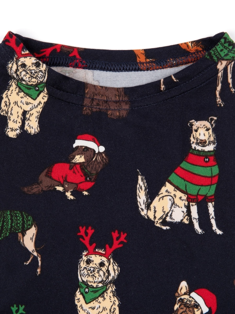 Chelsea Peers Blue Pet 12 Dogs of Christmas Print Pyjama T-Shirt - Image 4 of 4
