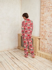Chelsea Peers Red Christmas Dog & Wreath Print Long Pyjamas Set - Image 2 of 5