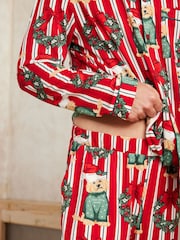 Chelsea Peers Red Christmas Dog & Wreath Print Long Pyjamas Set - Image 5 of 5
