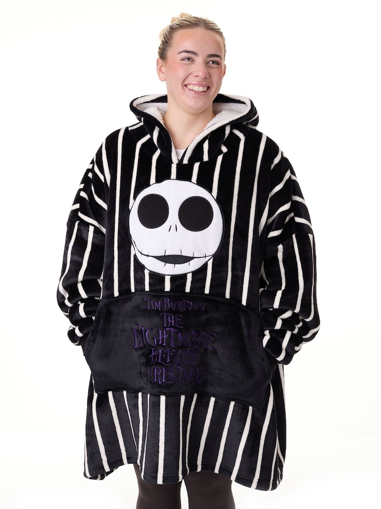 Vanilla Underground Black Unisex Disney Nightmare Before Christmas Adults Blanket Hoodie - Image 1 of 6