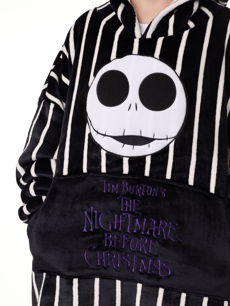 Vanilla Underground Black Unisex Disney Nightmare Before Christmas Adults Blanket Hoodie - Image 3 of 6