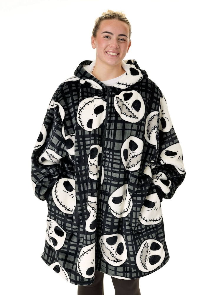 Vanilla Underground Black Unisex Disney Nightmare Before Christmas Adults Zip Blanket Hoodie - Image 1 of 6
