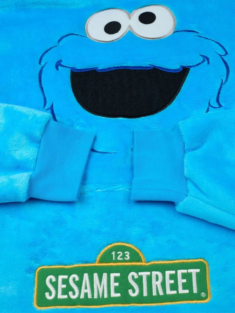Vanilla Underground Blue Unisex Sesame Street Cookie Monster Adult Blanket Hoodie - Image 6 of 6