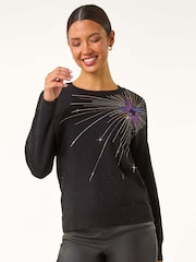 Roman Starburst Hotfix Embellished Jumper - Image 4 of 5