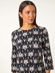 Roman Grey Abstract Zip Trim Shift Dress - Image 5 of 6