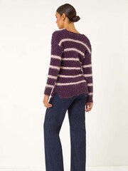 Roman Purple Stripe Fluffy Knit Jumper - Image 3 of 5