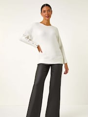 Roman White Fluffy Batwing Blouson Jumper - Image 1 of 5