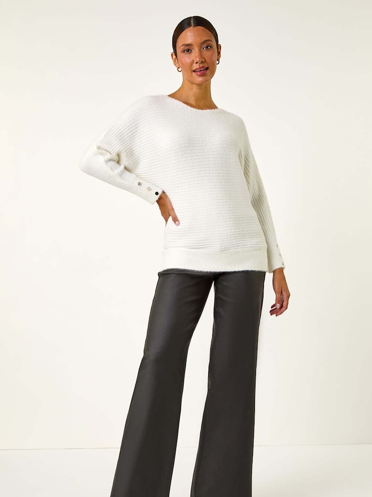 Roman White Fluffy Batwing Blouson Jumper - Image 1 of 5