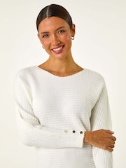 Roman White Fluffy Batwing Blouson Jumper - Image 3 of 5