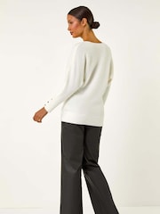 Roman White Fluffy Batwing Blouson Jumper - Image 5 of 5